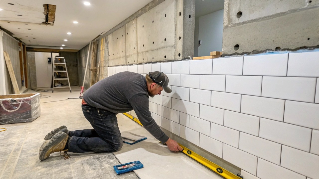 Отделка стен керамогранитом