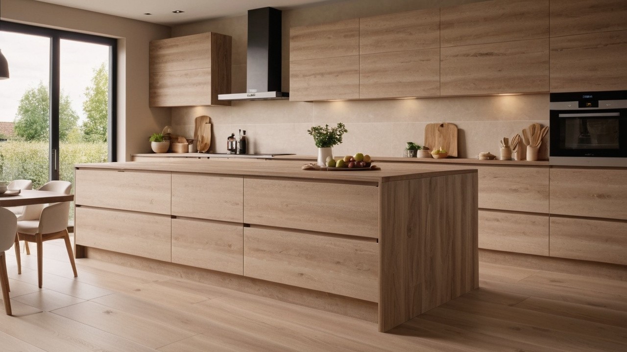 Преимущества использования керамогранита под дерево на кухне