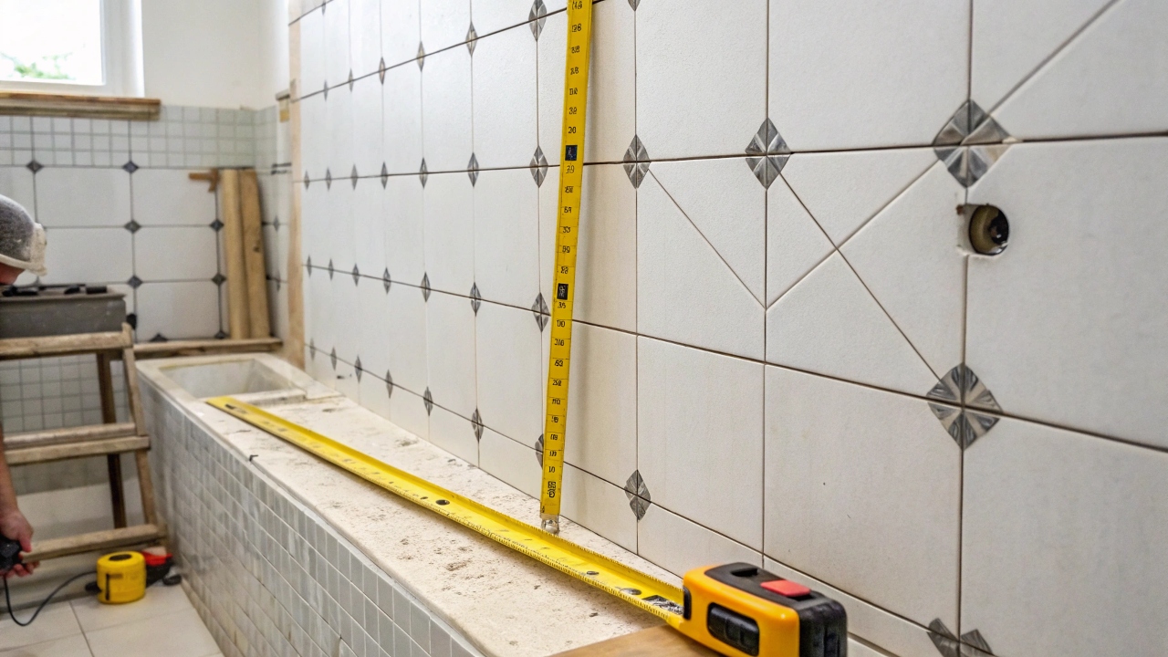 Разметка и планировка укладки настенной плитки в ванной