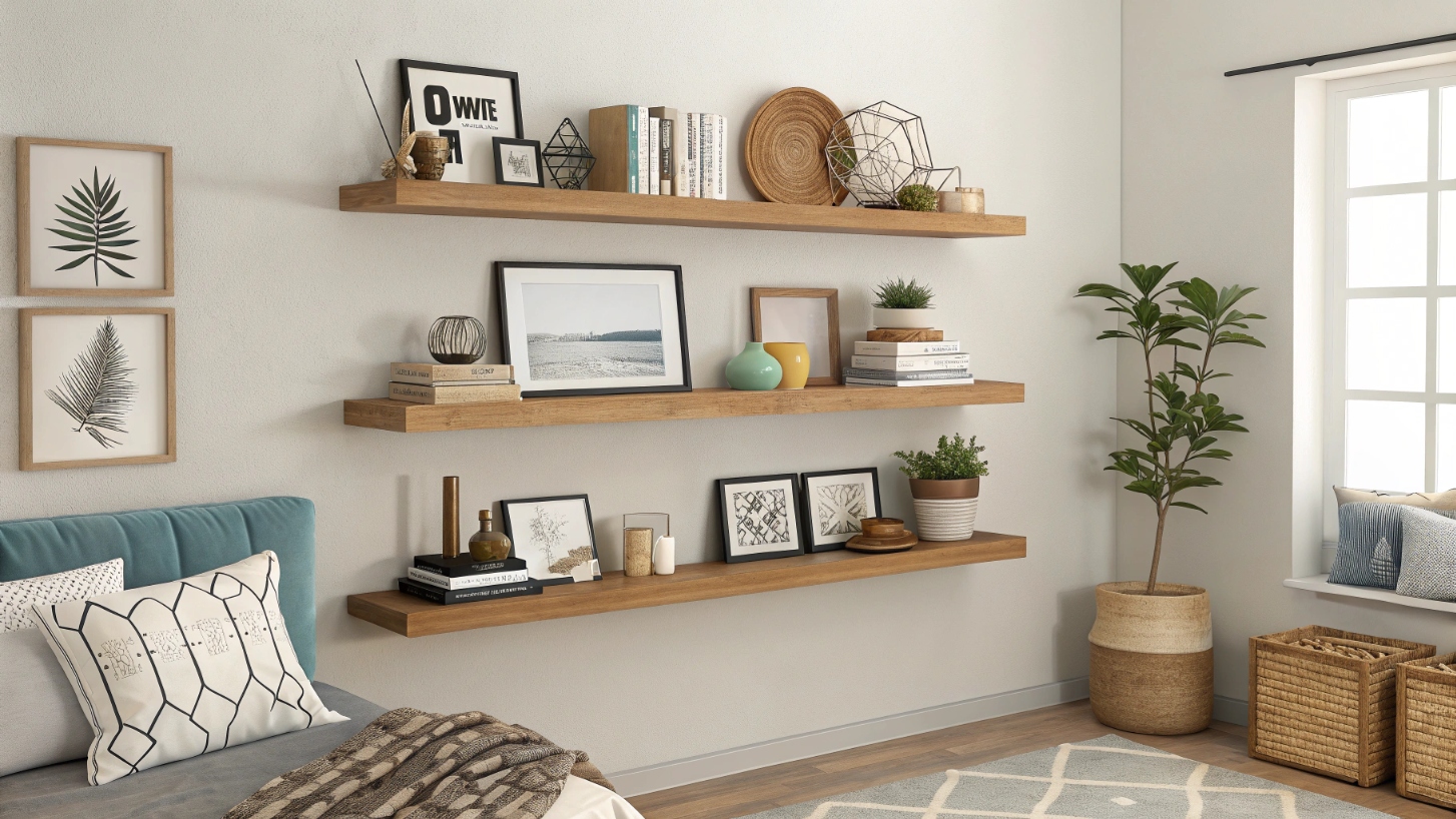 Виды навесных полок и варианты размещения в интерьере