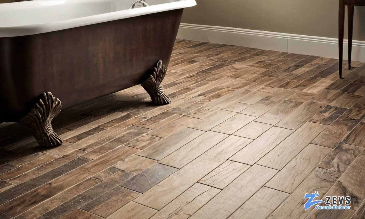 Как эффективно использовать плитку под дерево для создания функциональных зон в ванной комнате