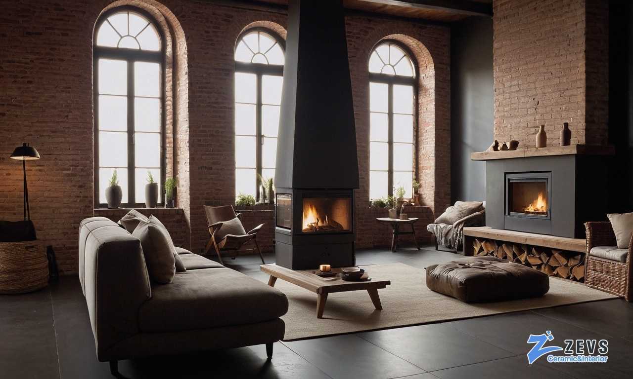 Идеи для укладки плитки на камин с узкими вертикальными вставками и создание уникального стиля в интерьере