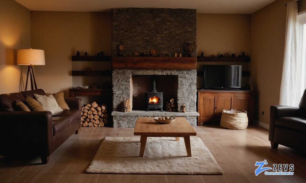 Как плитка с имитацией ржавчины помогает создать уникальную облицовку камина в стиле гранж